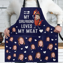 Gift For Couples, Gift For Husband, Gift For Boyfriend, Gift For Men, Cooking - Custom Photo My Wife Loves My Meat - Personalized Apron
