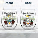 Campsite, Camping - Happy Camper - Personalized Stemless Wine Glass