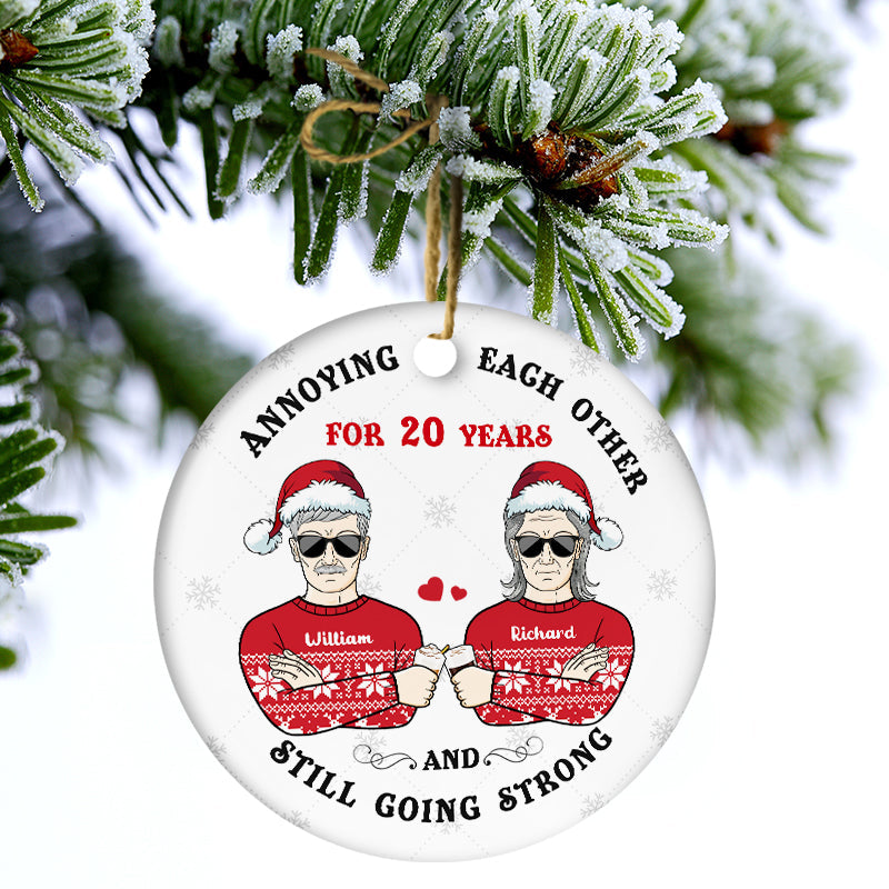 Annoying Each Other - Christmas Gift For Married Couples - Personalized Custom Circle Ceramic Ornament