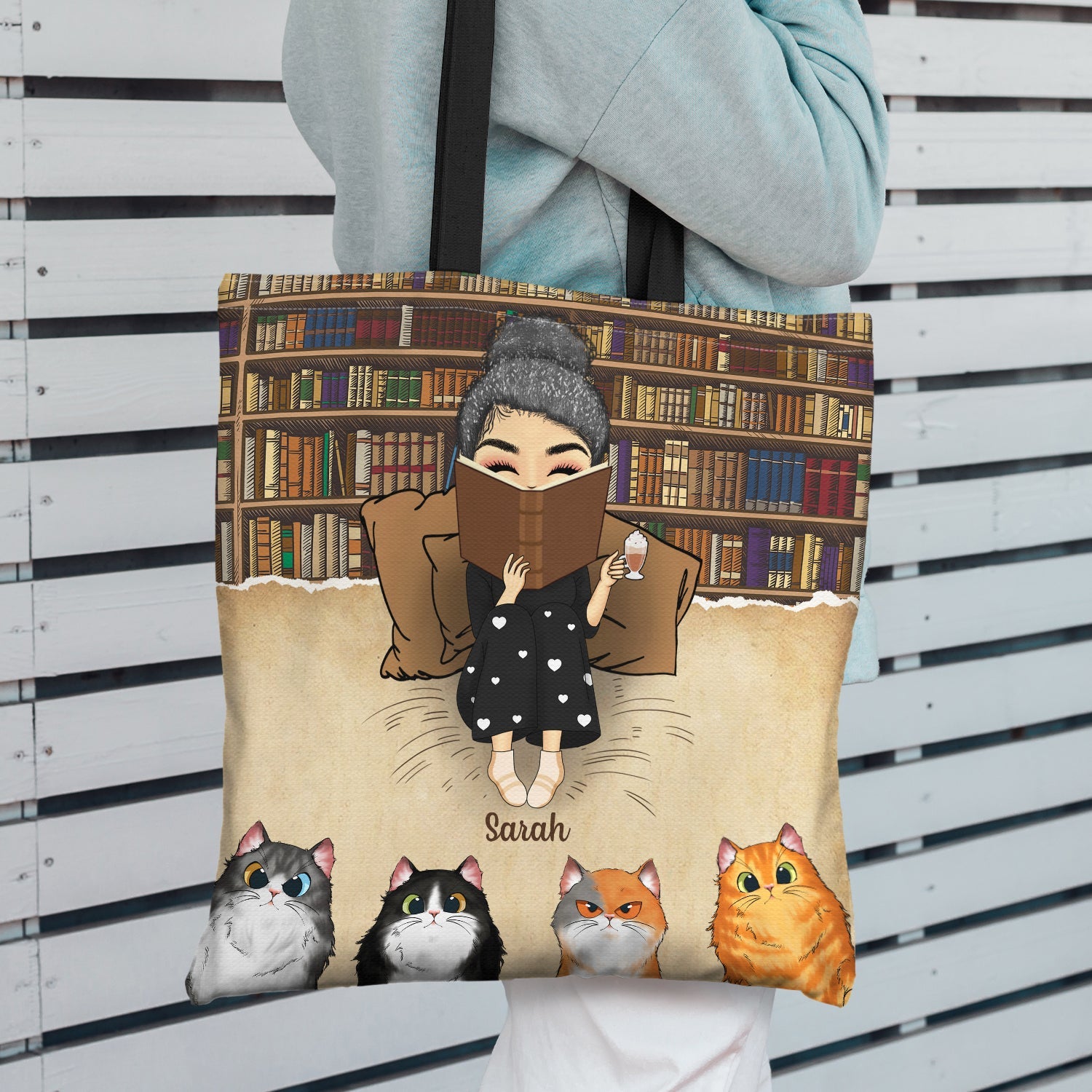 Reading Just A Girl Who Loves Books And Cats - Gift For Cat Lovers - Personalized Zippered Canvas Bag