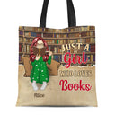 Reading Just A Girl Who Loves Books Bag - Gift For Book Lovers - Personalized Zippered Canvas Bag