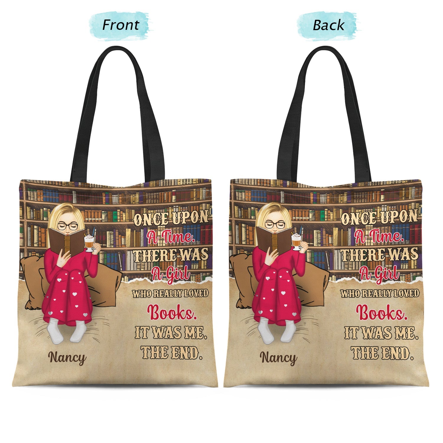 Reading Just A Girl Who Loves Books Bag - Gift For Book Lovers - Personalized Zippered Canvas Bag