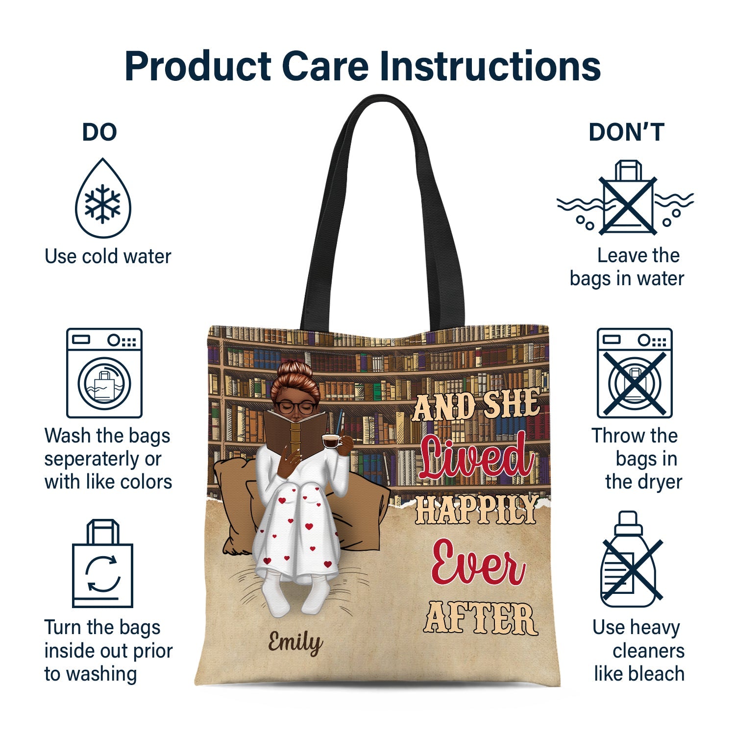 Reading Just A Girl Who Loves Books Bag - Gift For Book Lovers - Personalized Zippered Canvas Bag