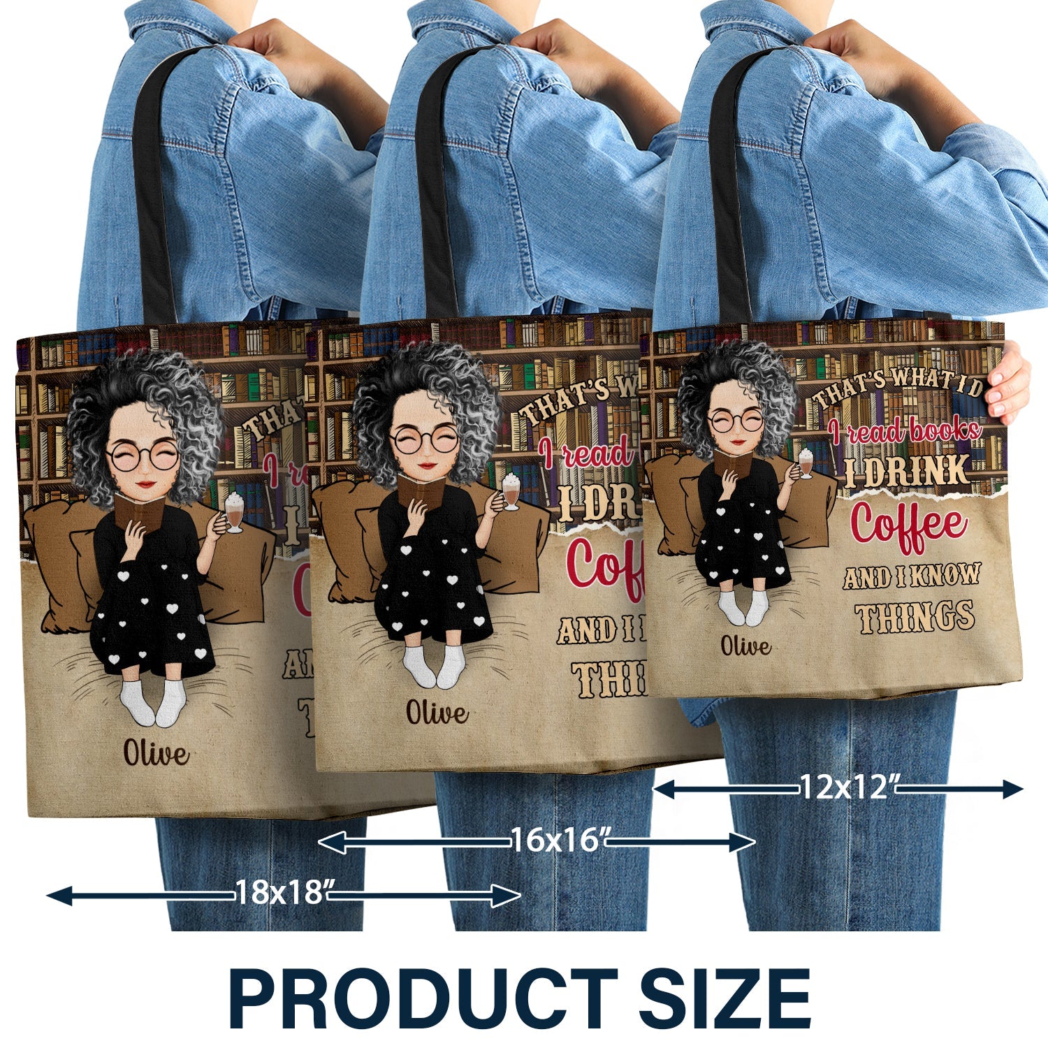 Cartoon Reading Just A Girl Who Loves Books Bag - Gift For Book Lovers - Personalized Zippered Canvas Bag