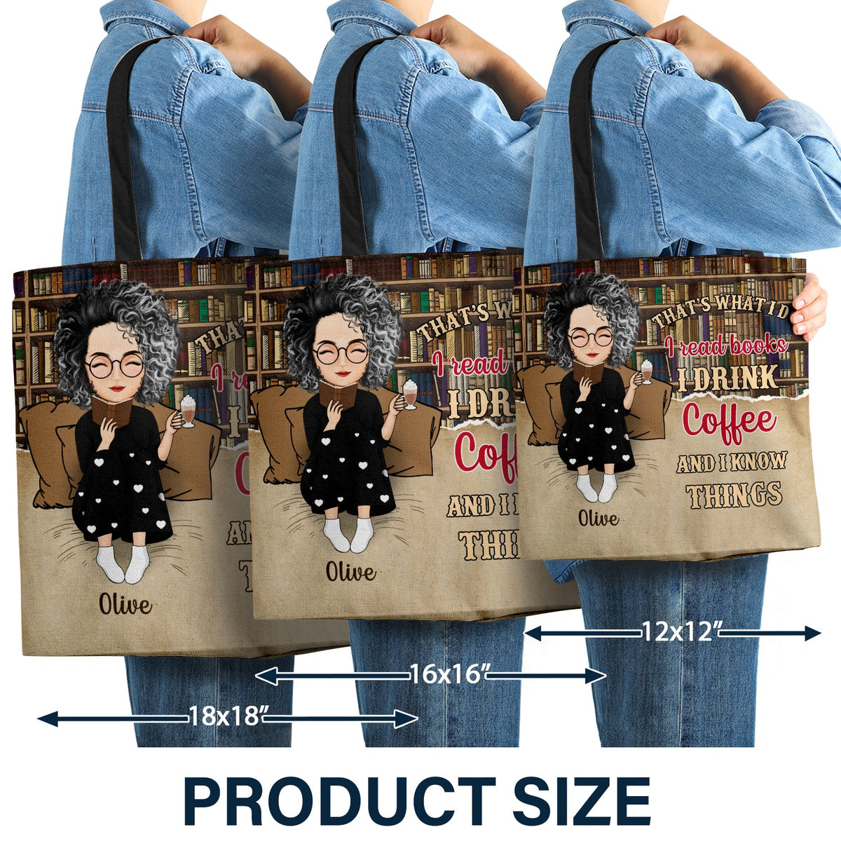 Cartoon Reading Just A Girl Who Loves Books Bag - Gift For Book Lovers - Personalized Zippered Canvas Bag