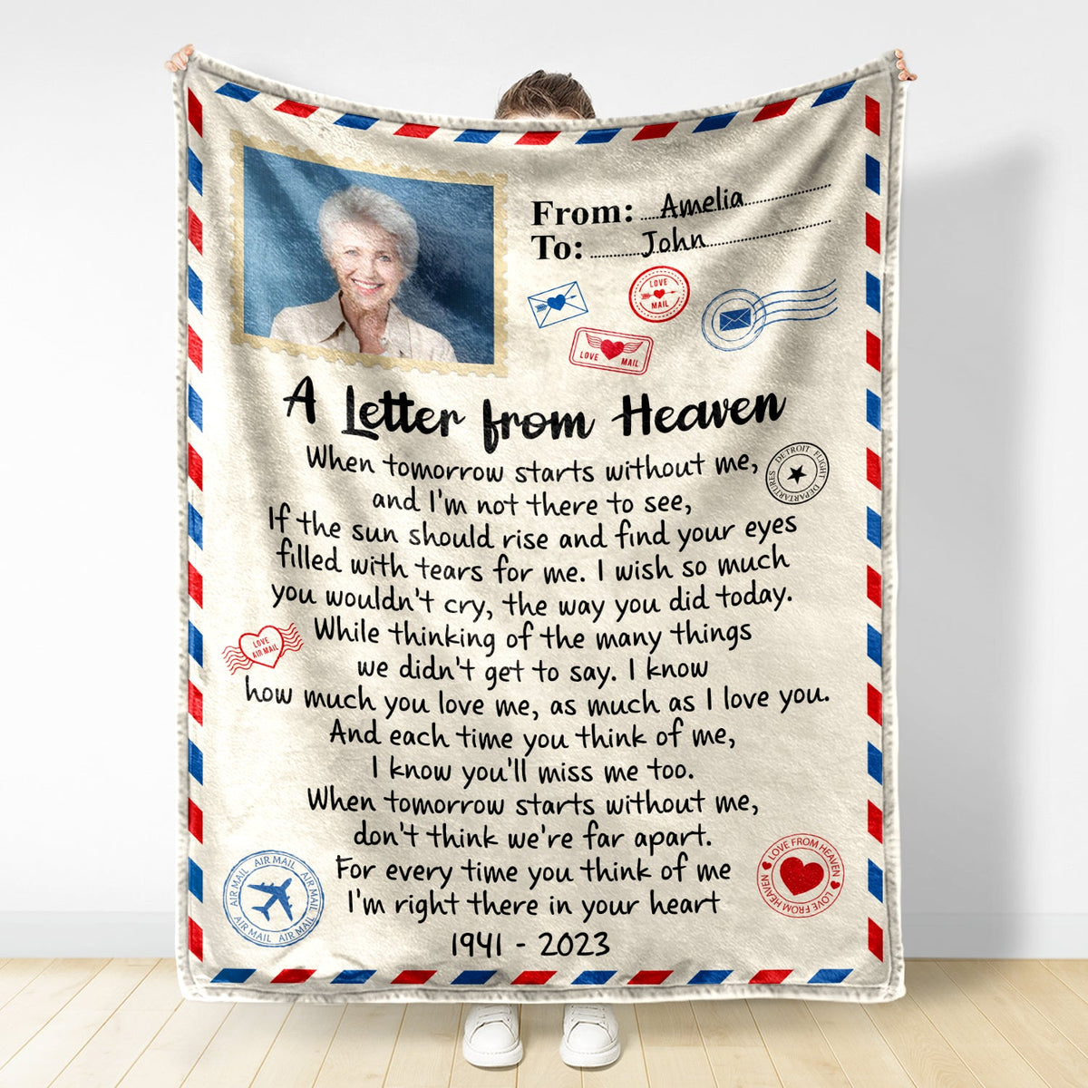 Custom Photo For Every Time You Think Of Me - Memorial Gift - Personalized Fleece Blanket