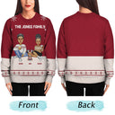 Cartoon Family Sitting - Christmas, Gift For Family - Personalized Unisex Ugly Sweater