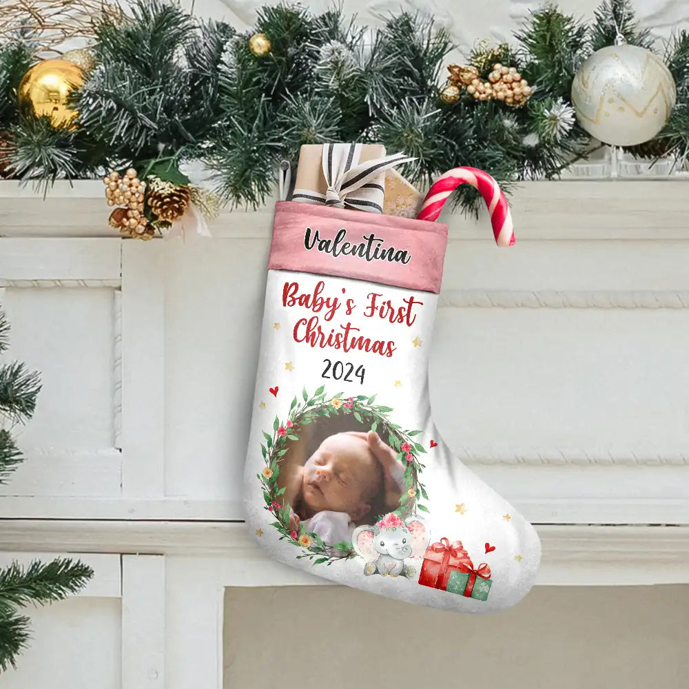 Custom Photo New Baby My First Christmas - Christmas Gift - Personalized Christmas Stocking