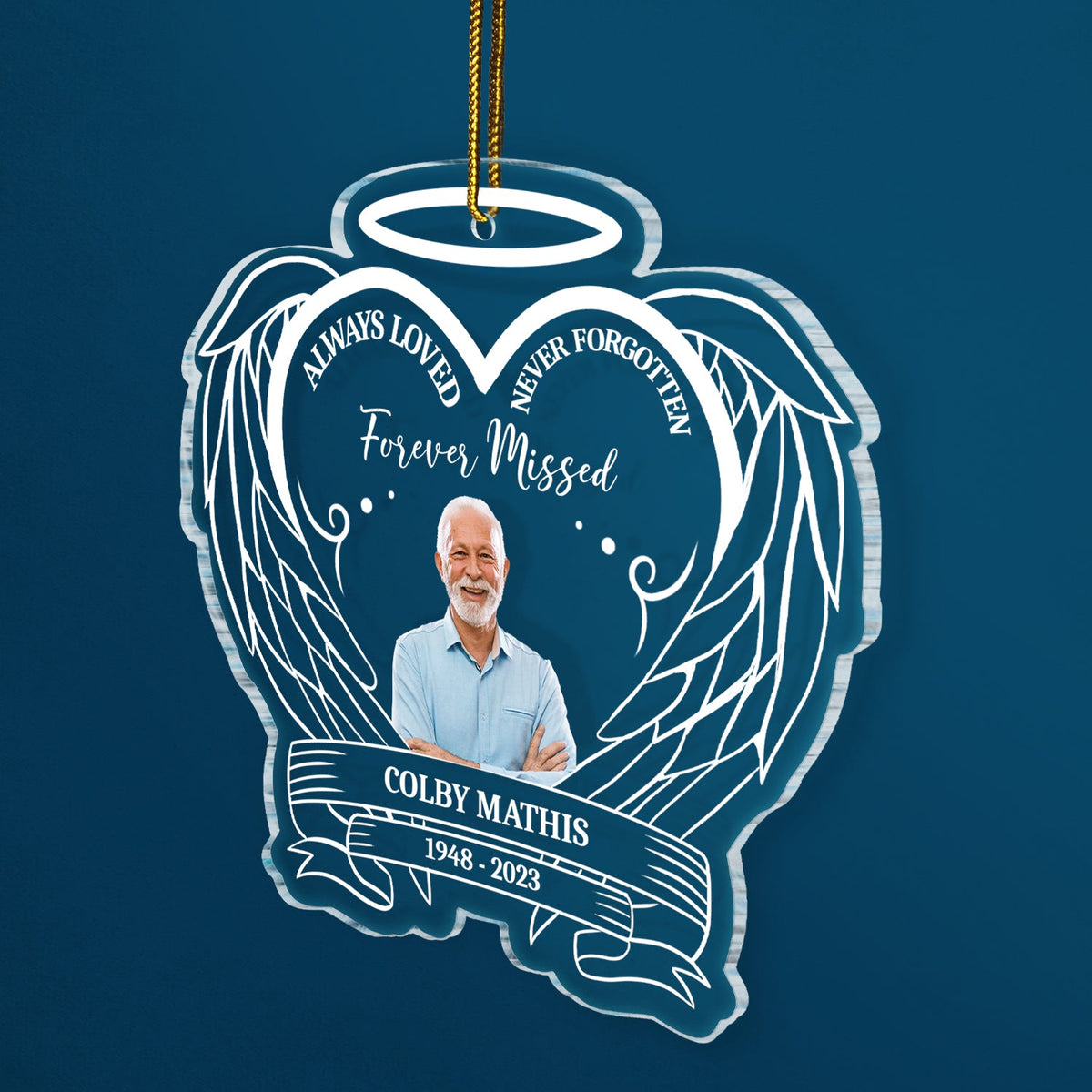 Custom Photo Always In Our Hearts - Christmas, Memorial Gift - Personalized Custom Shaped Acrylic Ornament