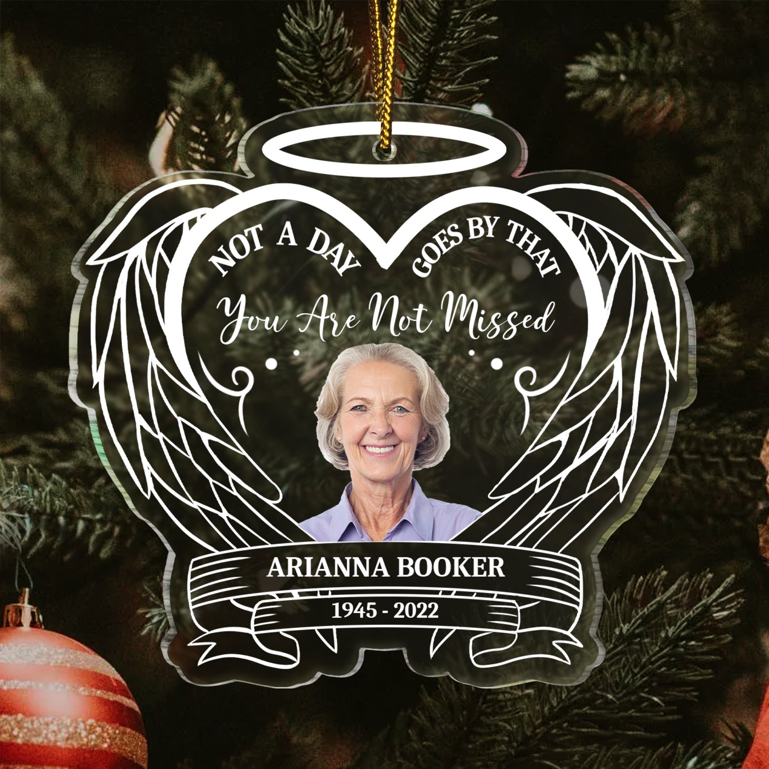 Custom Photo Always In Our Hearts - Christmas, Memorial Gift - Personalized Custom Shaped Acrylic Ornament