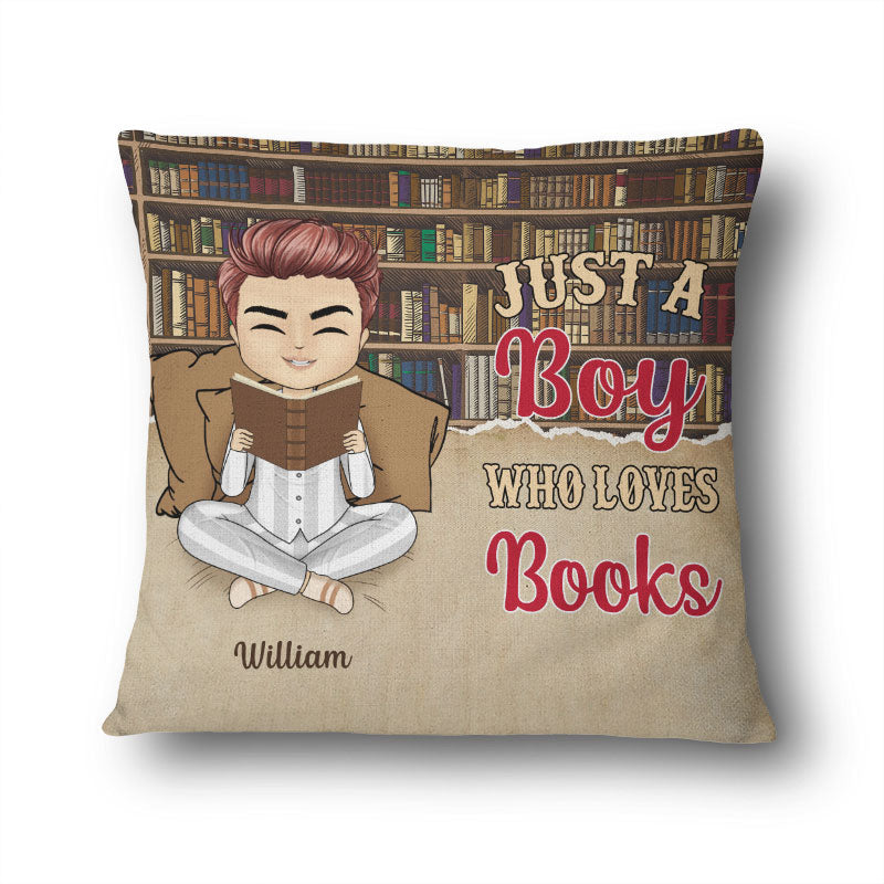 Reading Chibi Boy Just A Boy - Personalized Custom Pillow