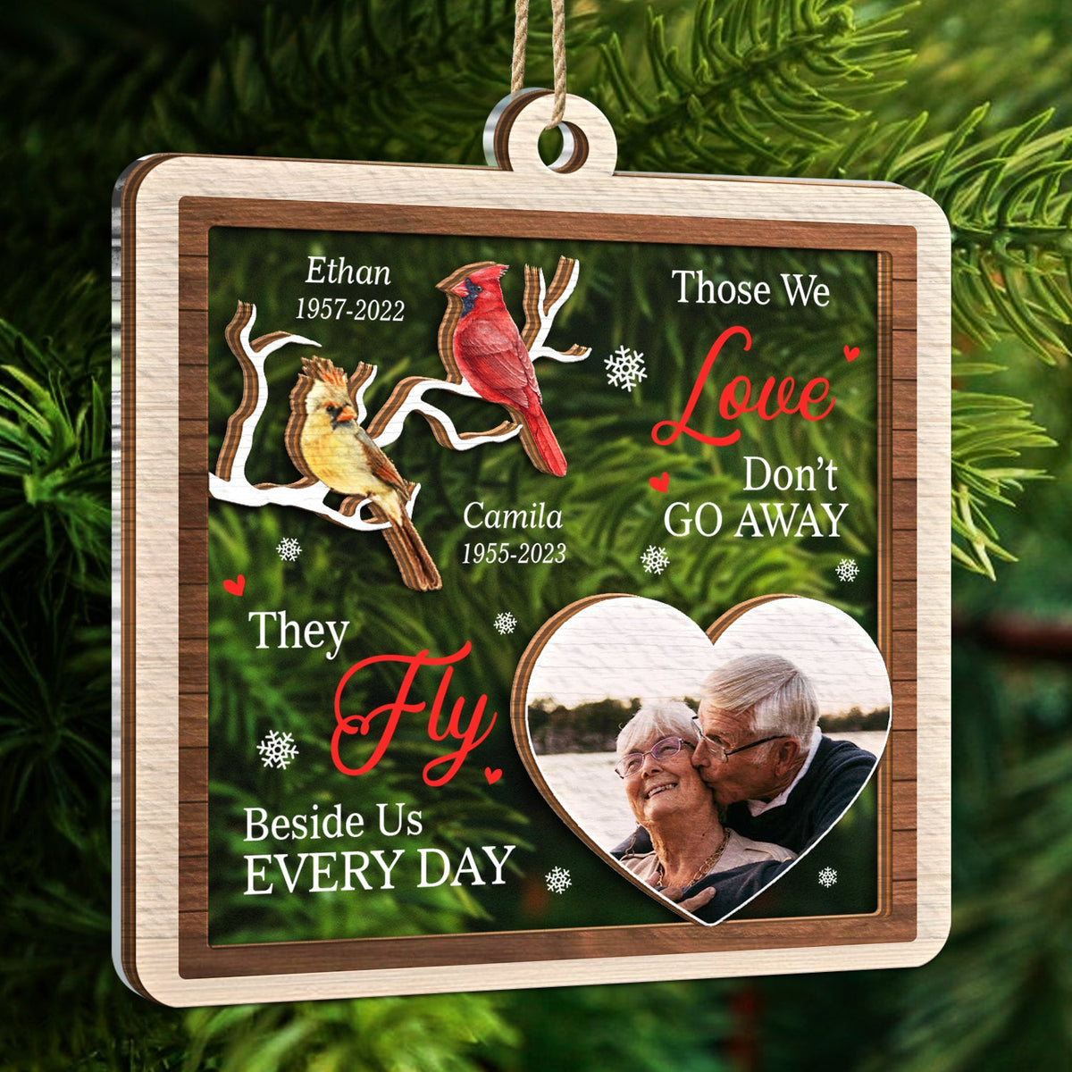 Custom Photo Those We Love Don't Go Away - Memorial, Christmas Gift - Personalized 2-Layered Mix Ornament