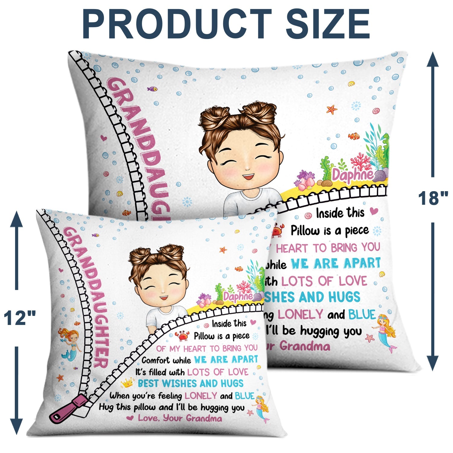 Hug This Pillow And I'll Be Hugging You - Gift For Granddaughter, Grandson, Kids - Personalized Pillow