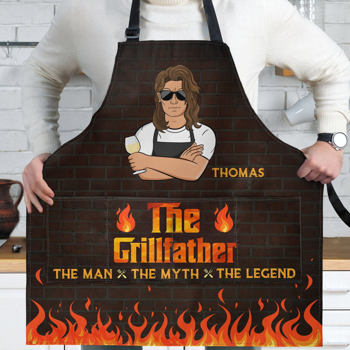 The Grillfather The Man The Myth The Legend - Gift For Father - Personalized Apron