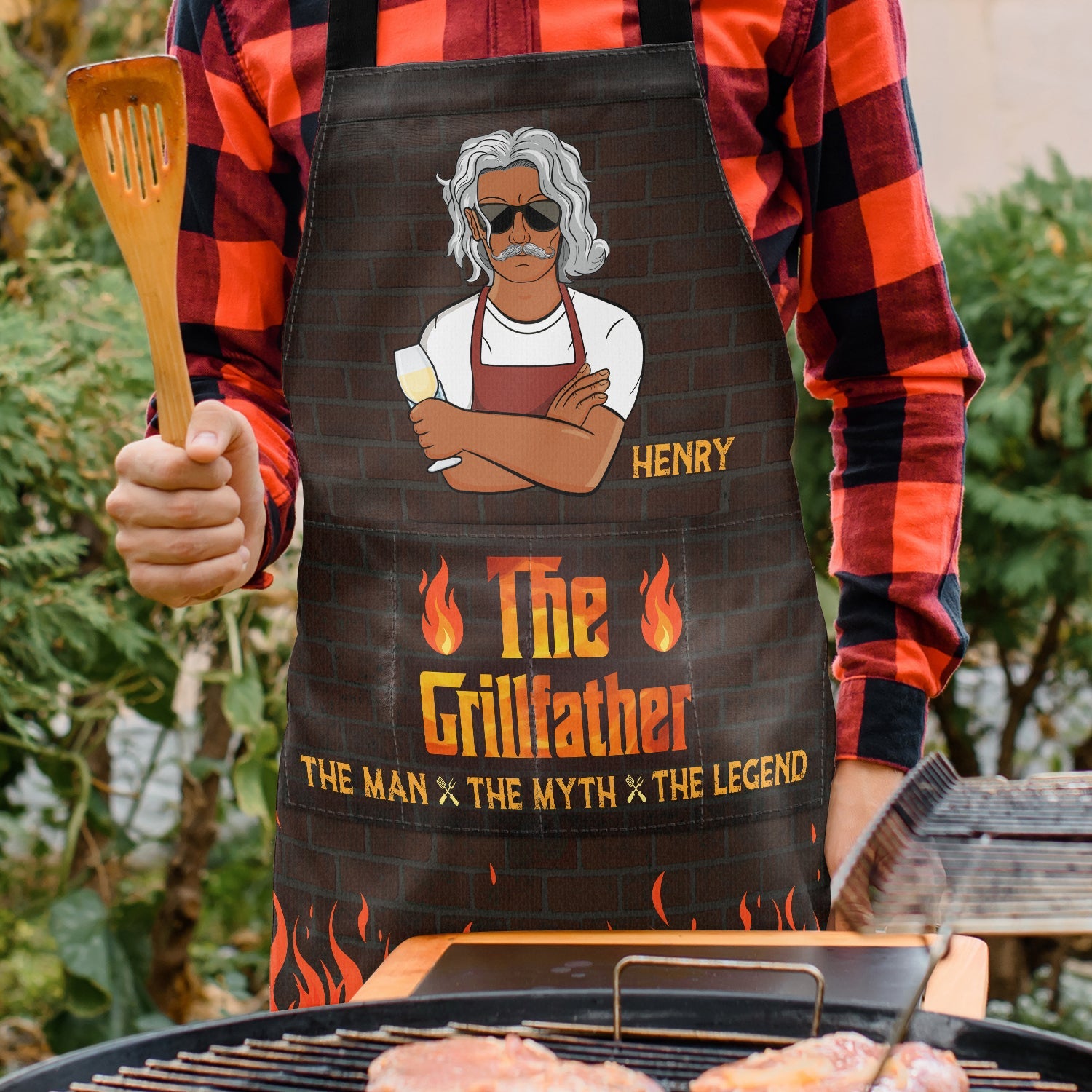 The Grillfather The Man The Myth The Legend - Gift For Father - Personalized Apron