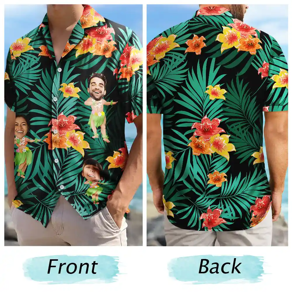 Custom Photo Hula Dancing - Personalized Hawaiian Shirt