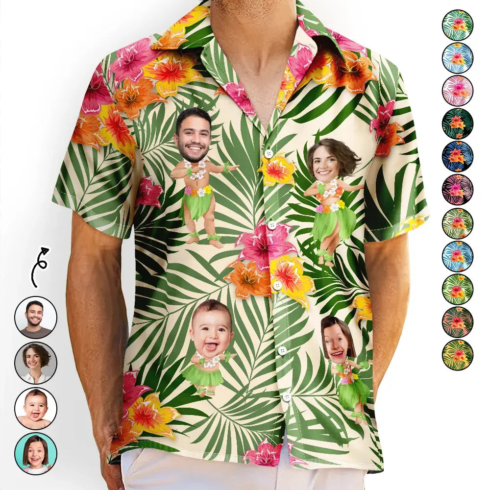 Custom Photo Hula Dancing - Personalized Hawaiian Shirt