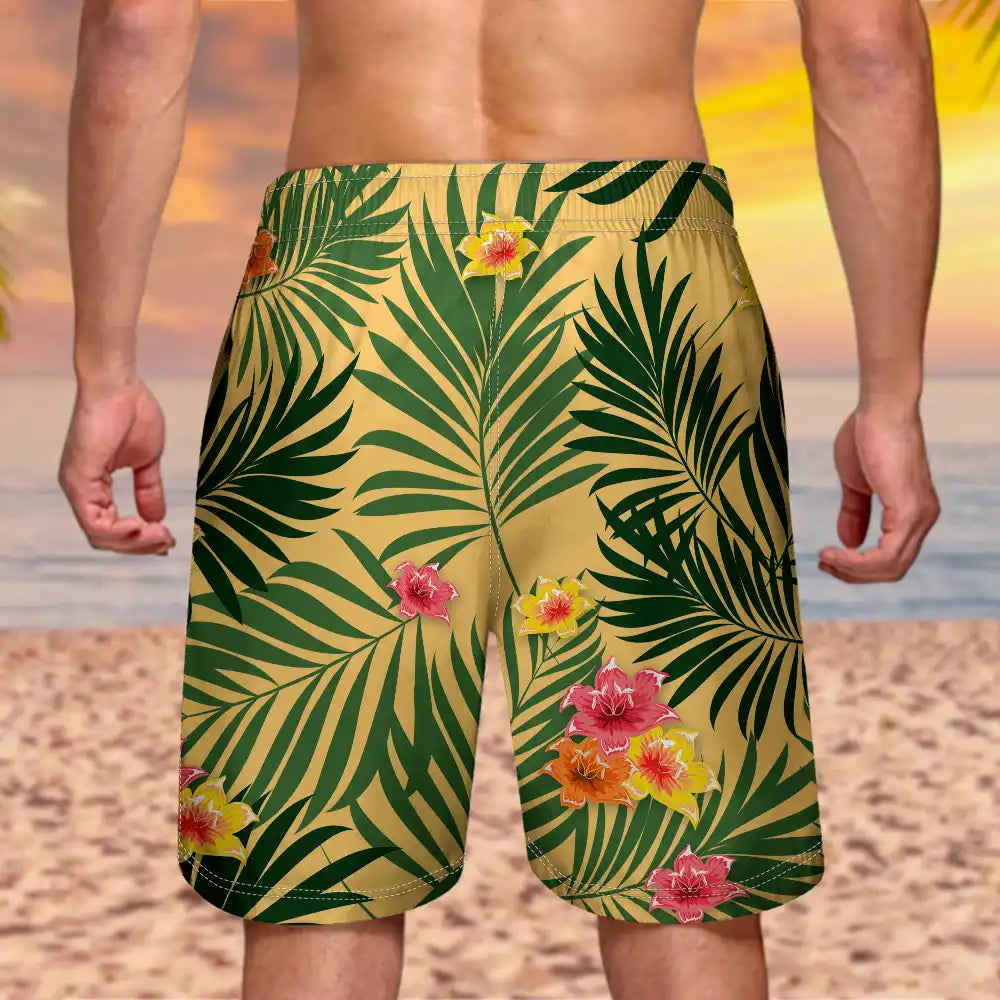 Custom Photo Aloha Dog Cat - Personalized Unisex Beach Shorts