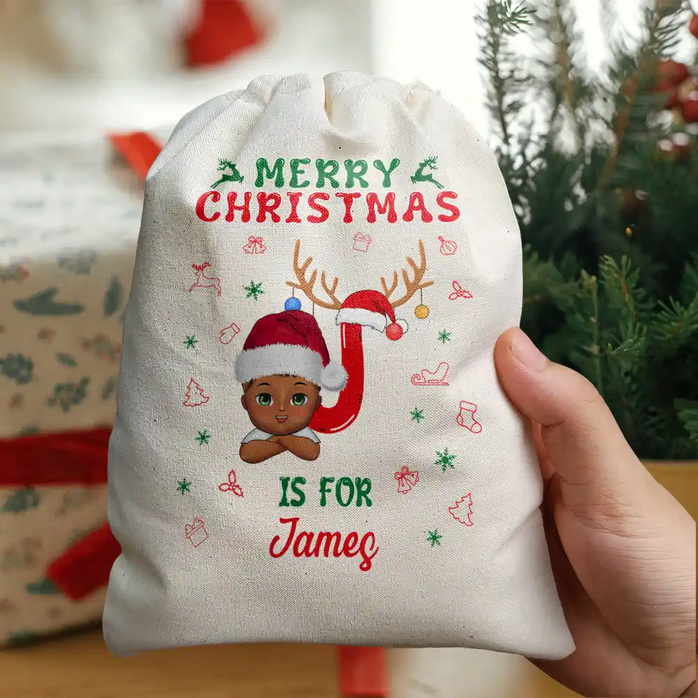 Monogram Merry Christmas For Kids - Personalized Favor Bag