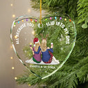 Gift For Couples,Anniversary,Gift For Husband,Gift For Wife,Gift For Boyfriend,Gift For Girlfriend,Christmas,Happy - All Because You Slid Into My DMs Christmas Couple - Personalized Heart Shaped Glass Ornament