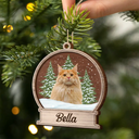 Memorial,Pet Lovers,Cat Lovers,Dog Lovers,Love - Custom Photo Pet Face Memorial Dog Cat - Personalized 2-Layered Wooden Ornament