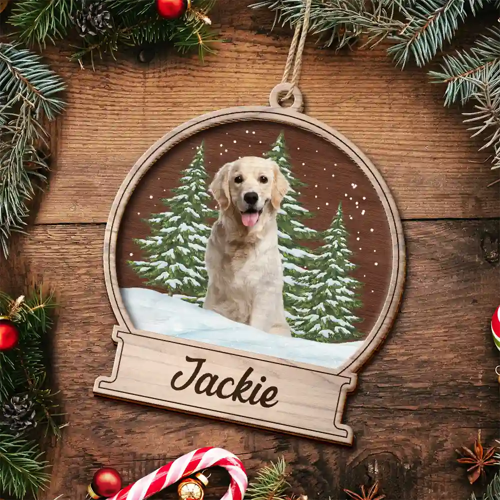 Memorial,Pet Lovers,Cat Lovers,Dog Lovers,Love - Custom Photo Pet Face Memorial Dog Cat - Personalized 2-Layered Wooden Ornament