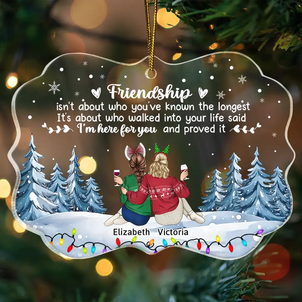 Gift For Bestie,Gifts For Colleagues,Happy,Christmas - Friendship I'm Here For You Christmas Besties - Personalized Medallion Acrylic Ornament