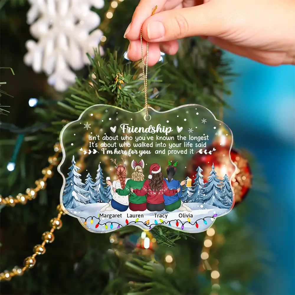 Gift For Bestie,Gifts For Colleagues,Happy,Christmas - Friendship I'm Here For You Christmas Besties - Personalized Medallion Acrylic Ornament