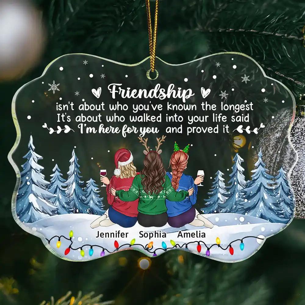 Gift For Bestie,Gifts For Colleagues,Happy,Christmas - Friendship I'm Here For You Christmas Besties - Personalized Medallion Acrylic Ornament