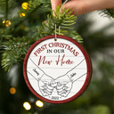 Gift For Couples - First Christmas As Mr & Mrs Couple Holding Hands - Personalized 2-Layered Wooden Ornament