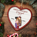 Christmas,Love,Gift For Couples,Gift For Husband,Gift For Wife,Anniversary - First Christmas As Mr & Mrs Kissing Couple - Personalized 2-Layered Wooden Ornament