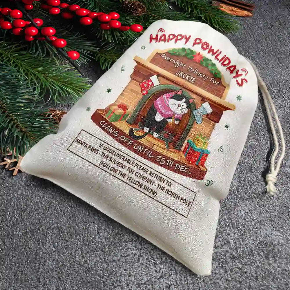 Christmas,Pet Lovers,Cat Lovers,Cat Mom,Cat Dad,Happy - Hanging Cat Meowy Catmas - Personalized Favor Bag