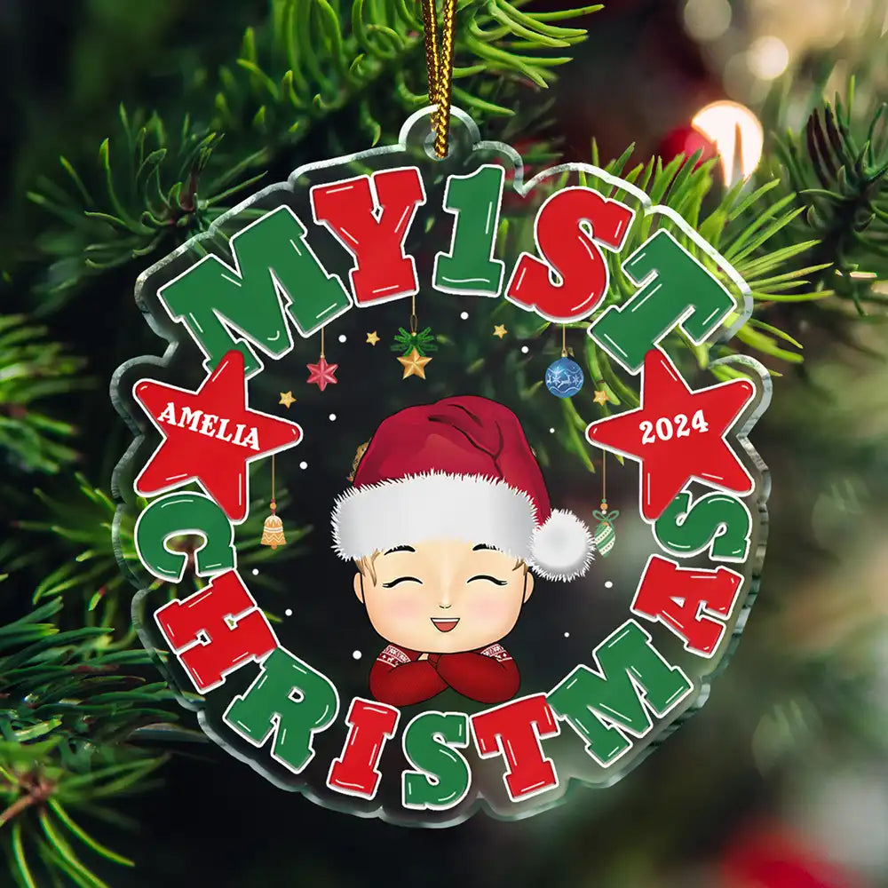 New baby, Gift For Kids, Parents - My First Christmas Baby - Personalized Custom Shaped Acrylic Ornament