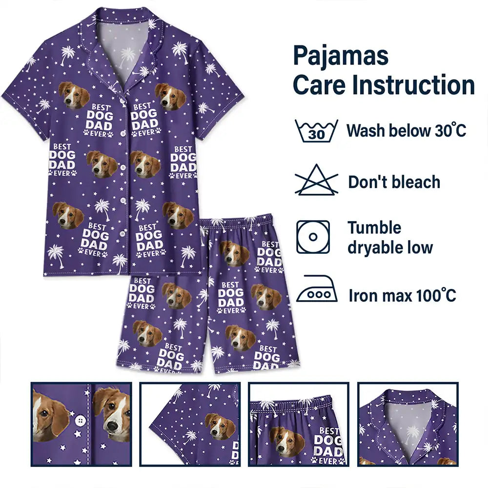 Pet Lovers, Pet Mom, Pet Dad - Custom Photo Best Dog Cat Dad Mom Ever - Personalized Short Pajamas Set