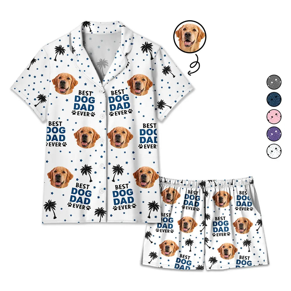 Pet Lovers, Pet Mom, Pet Dad - Custom Photo Best Dog Cat Dad Mom Ever - Personalized Short Pajamas Set