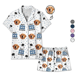 Pet Lovers, Pet Mom, Pet Dad - Custom Photo Best Dog Cat Dad Mom Ever - Personalized Short Pajamas Set