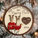 Christmas,Love,Gift For Couples,Gift For Husband,Gift For Wife,Gift For Boyfriend,Gift For Girlfriend,Anniversary - The Year I Found My Missing Piece Couple - Personalized 2-Layered Wooden Ornament