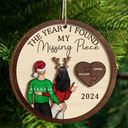 Christmas,Love,Gift For Couples,Gift For Husband,Gift For Wife,Gift For Boyfriend,Gift For Girlfriend,Anniversary - The Year I Found My Missing Piece Couple - Personalized 2-Layered Wooden Ornament