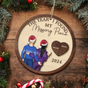 Christmas,Love,Gift For Couples,Gift For Husband,Gift For Wife,Gift For Boyfriend,Gift For Girlfriend,Anniversary - The Year I Found My Missing Piece Couple - Personalized 2-Layered Wooden Ornament