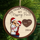 Gift For Couples - The Year I Found My Missing Piece Hugging Couple - Personalized 2-Layered Wooden Ornament