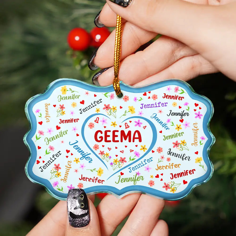 Christmas,Happy,Gift For Grandma,Gift For Mother,Gift For Kids - Blessed To Be Called Grandma Nana - Personalized Medallion Glass Ornament