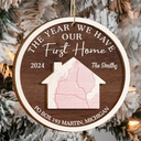 Gift For Couples, Family - Location Map The Year We Have Our First Home Couple Family - Personalized 2-Layered Wooden Ornament