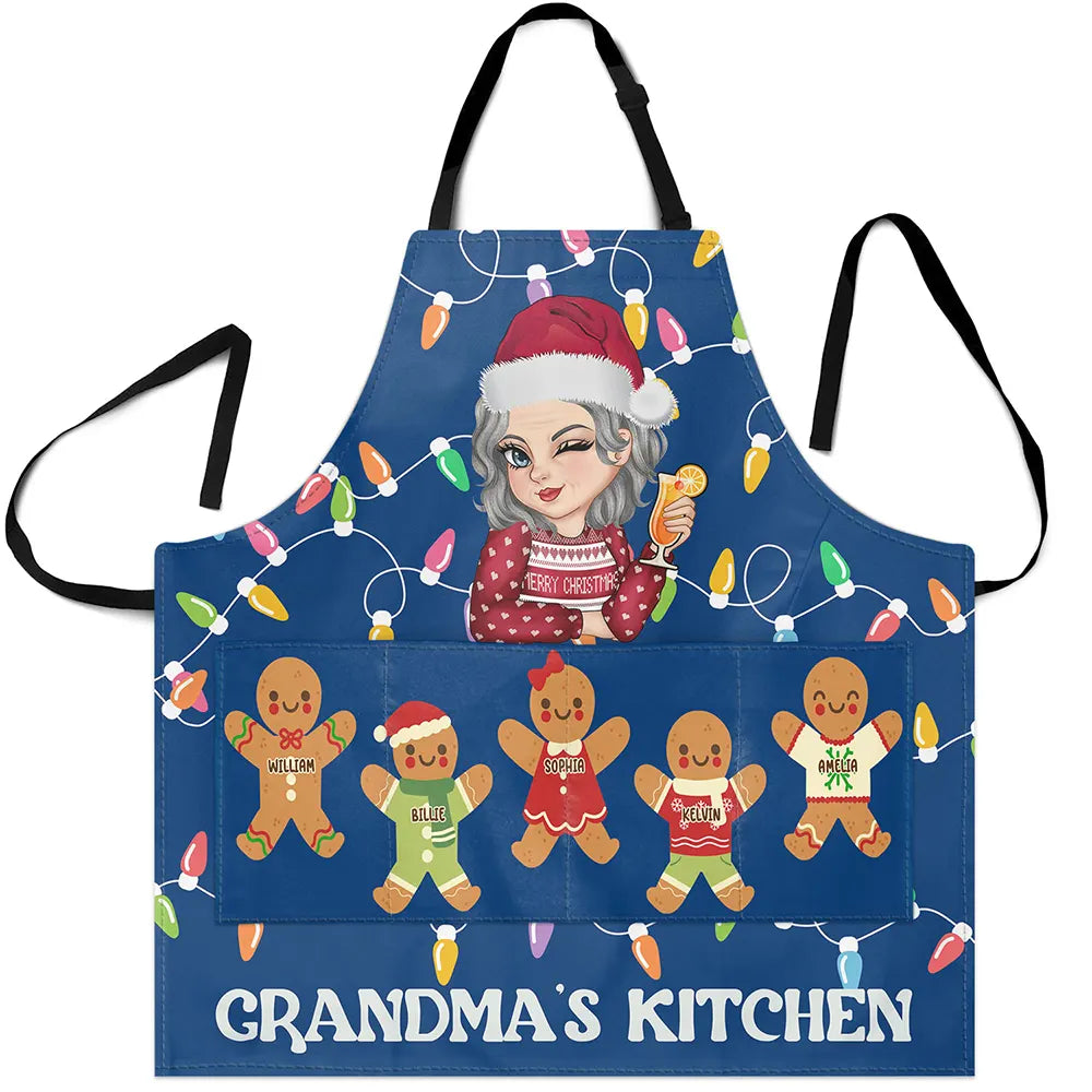 Gift For Grandma, Gift For Mother - Gingerbread Christmas Grandma's Kitchen - Personalized Apron