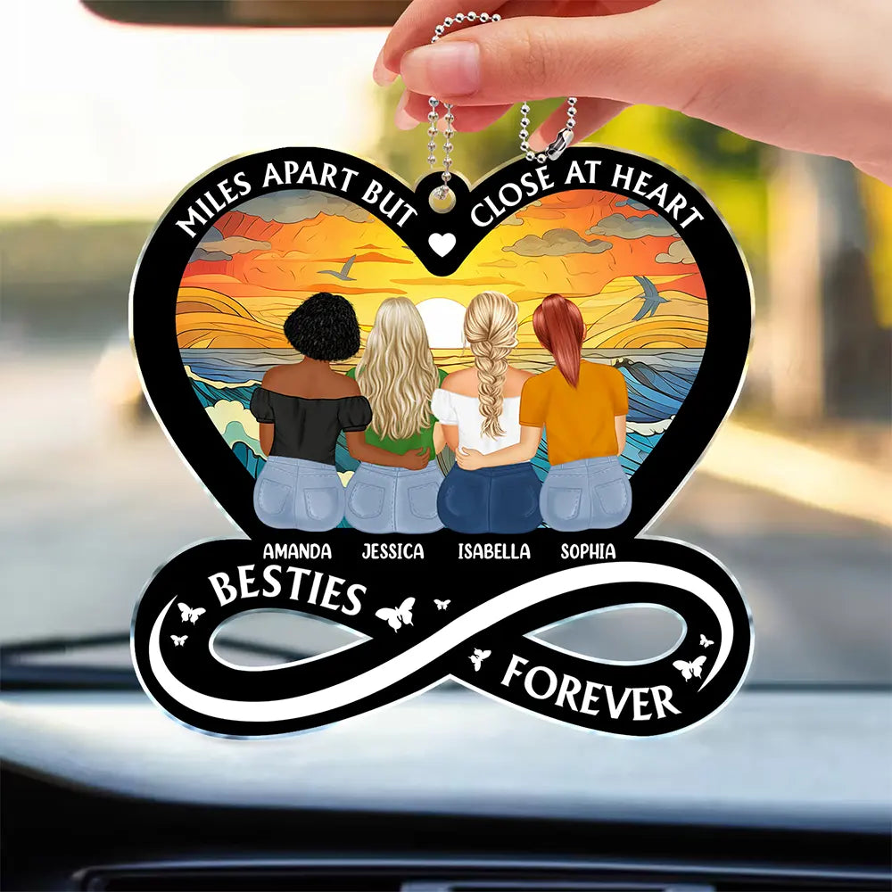 Happy,Gift For Bestie,Gift For Sisters - Not Sisters By Blood But Sisters By Heart - Personalized Acrylic Car Hanger