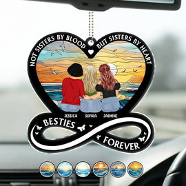 Happy,Gift For Bestie,Gift For Sisters - Not Sisters By Blood But Sisters By Heart - Personalized Acrylic Car Hanger