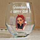 Gift For Grandma,Gift For Mother,Happy - Grandma's Sippy Cup - Personalized Stemless Wine Glass