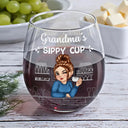 Gift For Grandma,Gift For Mother,Happy - Grandma's Sippy Cup - Personalized Stemless Wine Glass