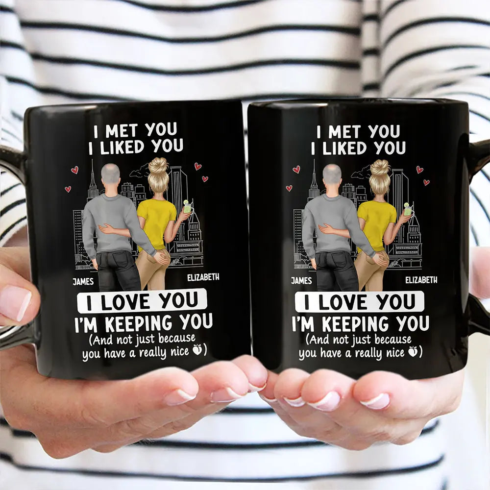 Gift For Couples, Gift For Wife - Back Couple I Love You I'm Keeping You Really Nice Peach - Personalized Mug