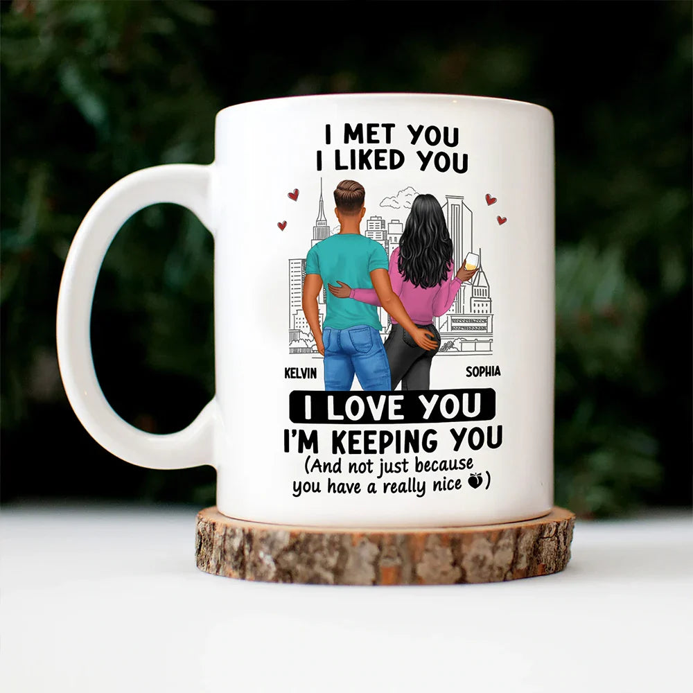 Gift For Couples, Gift For Wife - Back Couple I Love You I'm Keeping You Really Nice Peach - Personalized Mug