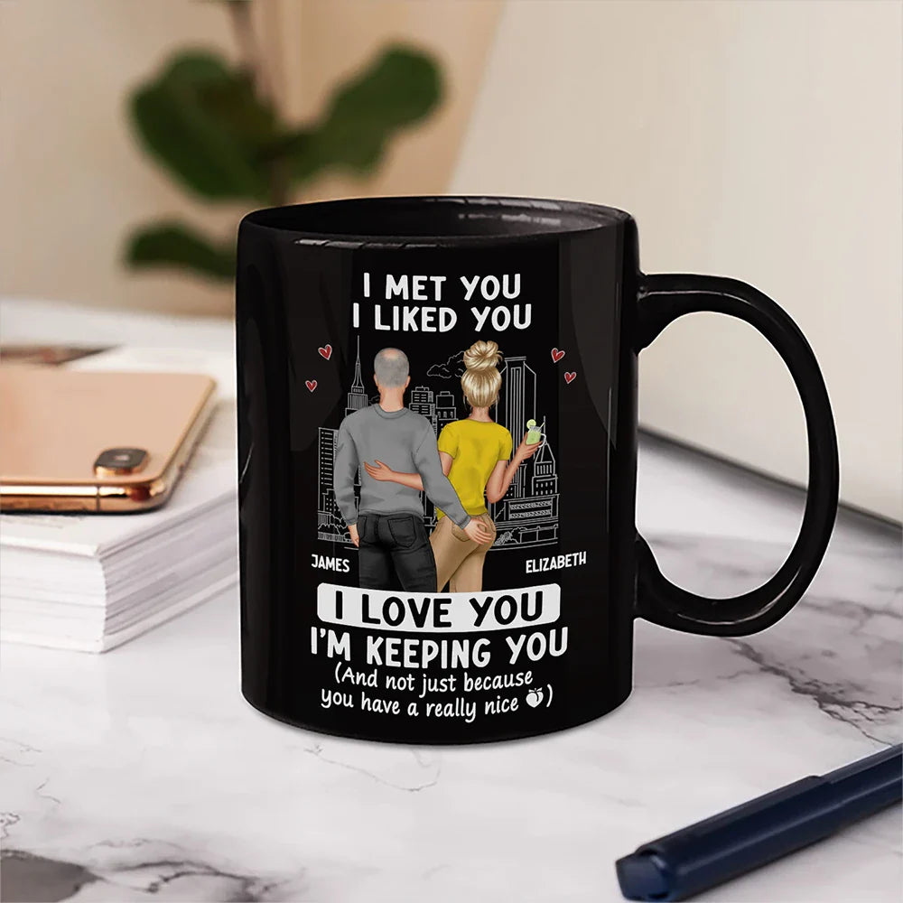 Gift For Couples, Gift For Wife - Back Couple I Love You I'm Keeping You Really Nice Peach - Personalized Mug